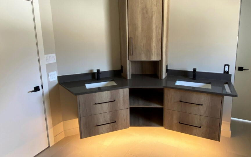 A beautifully designed set of bathroom cabinets